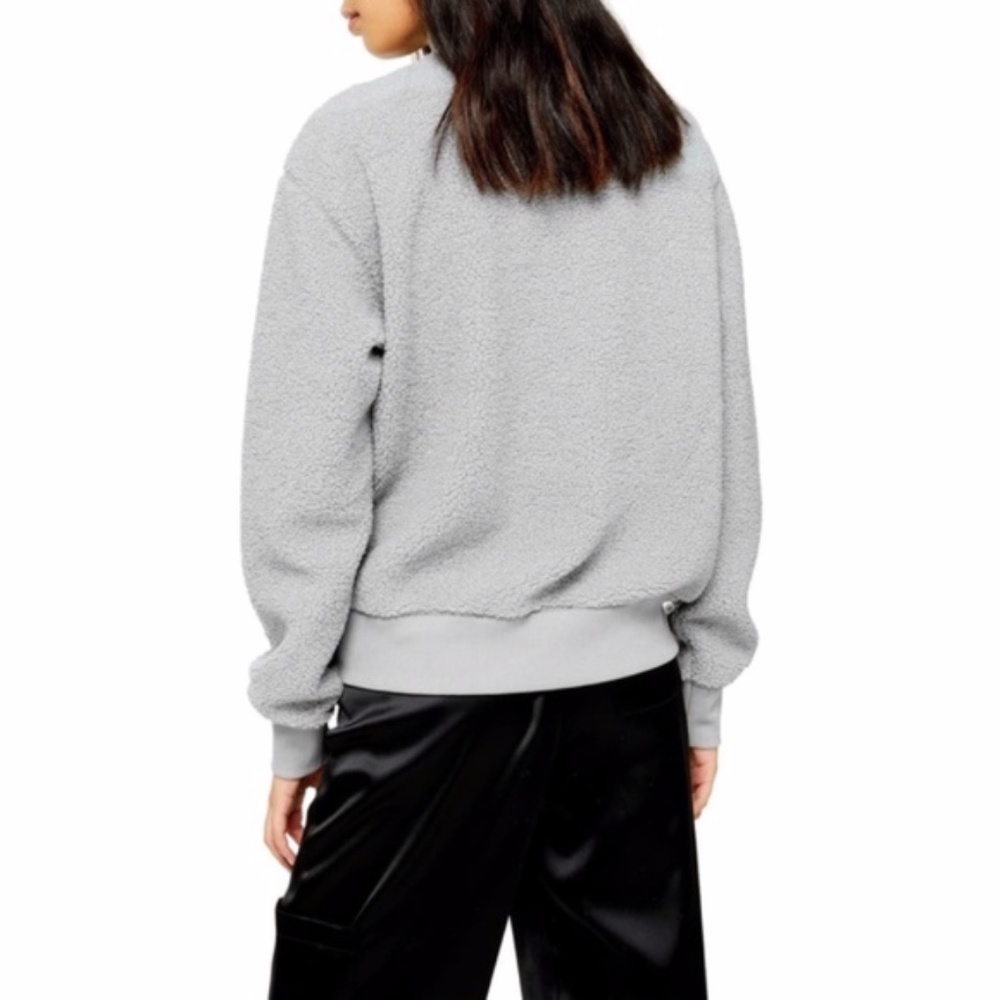 TopShop Grey Fluffy Funnel Half Zip Sweater - Picture 4 of 9